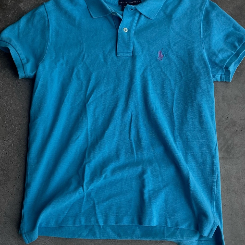 Ralph Lauren Polo Vintage Light Blue with Purple Horse Logo Classic Fit Medium